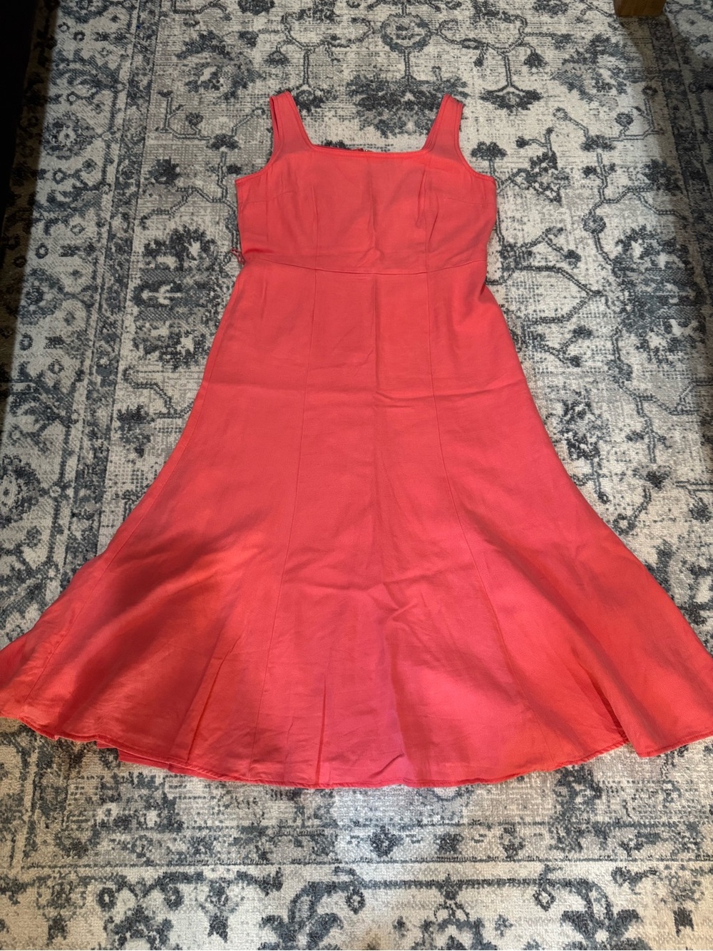 Ann Taylor Pink Midi Dress with Square Neck